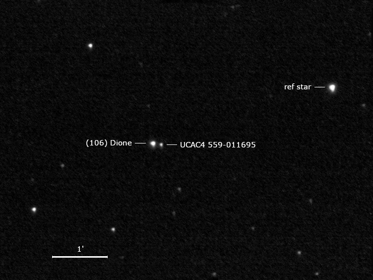 (106) Dione, UCAC4 559-011695 und Umgebungssterne