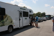 A large motorhome parking right in front of us