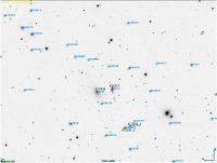 Inversbild Galaxien IC 5337 und IC 5338, beschriftet