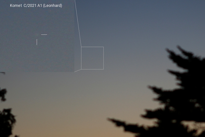 Sichtung des Kometen C/2021 A1 (Leonhard) in der Abenddämmerung