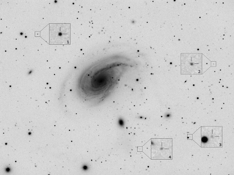 Inversbild der Galaxie NGC 772 mit Quasaren