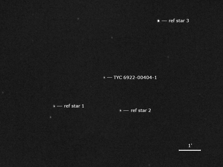 zu bedeckender Stern TYC 6922-00404-1 und Umgebungssterne