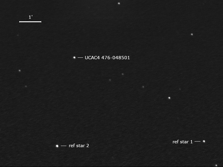 zu bedeckender Stern UCAC4 476-048501 und Umgebungssterne
