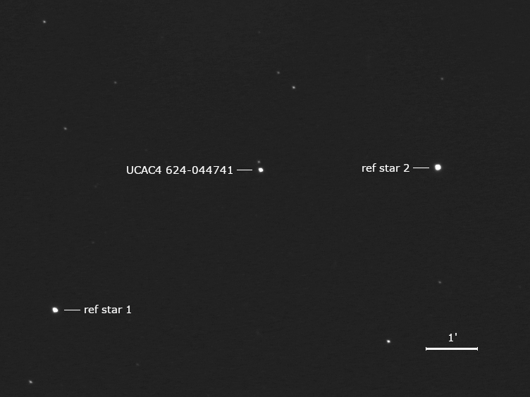 zu bedeckender Stern UCAC4 624-044741 und Umgebungssterne