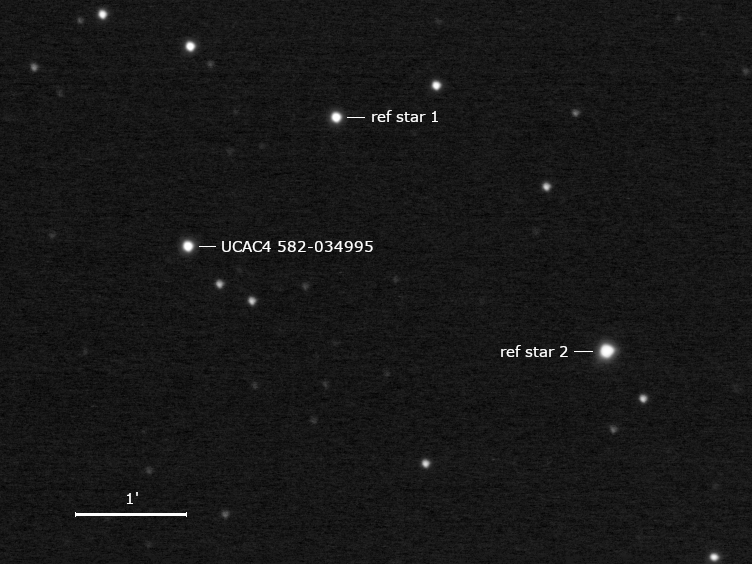 (31205) 1998 BW, UCAC4 582-034995 und Umgebungssterne