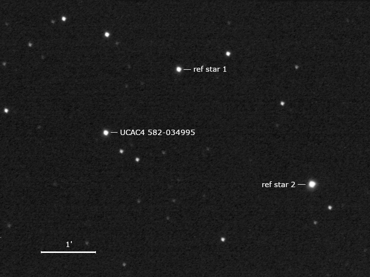 (31205) 1998 BW, UCAC4 582-034995 und Umgebungssterne