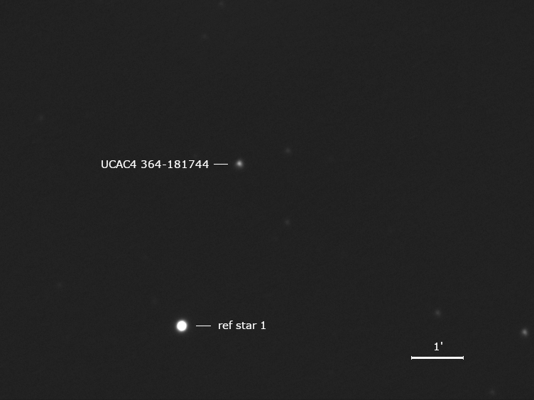 zu bedeckender Stern UCAC4 364-181744 und Umgebungssterne