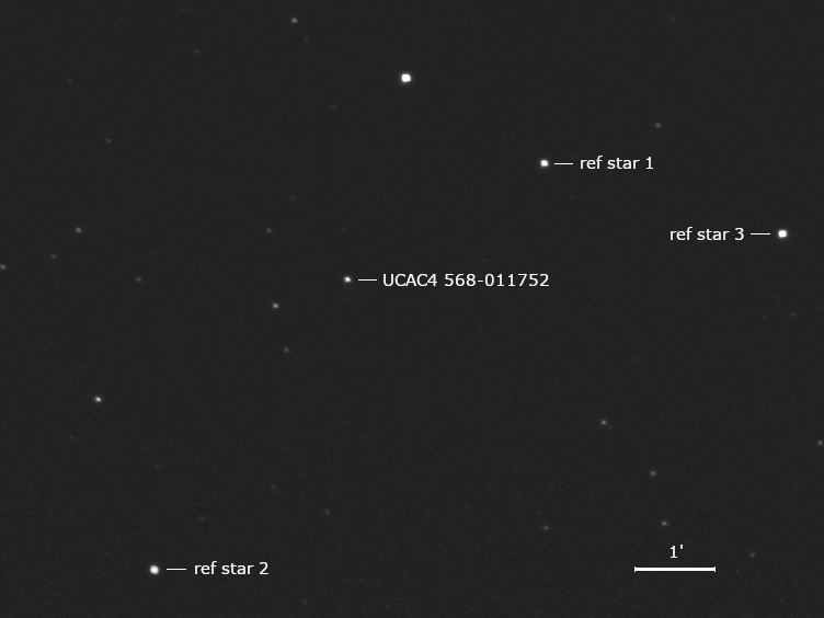 zu bedeckender Stern UCAC4 568-011752 und Umgebungssterne