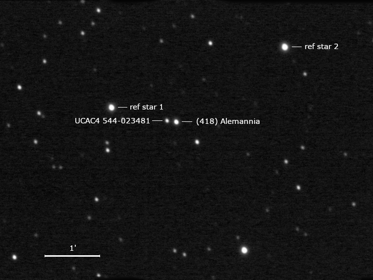 (418) Alemannia, UCAC4 544-023481 und Umgebungssterne