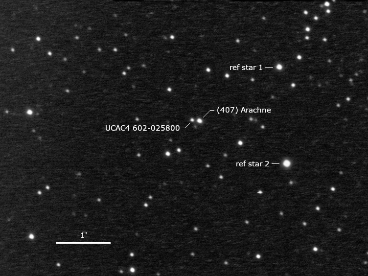 (407) Arachne, UCAC4 602-025800 und Umgebungssterne