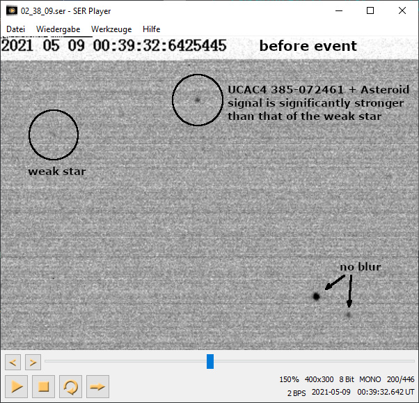 Einzelbild vor Occultation (799) Gudula