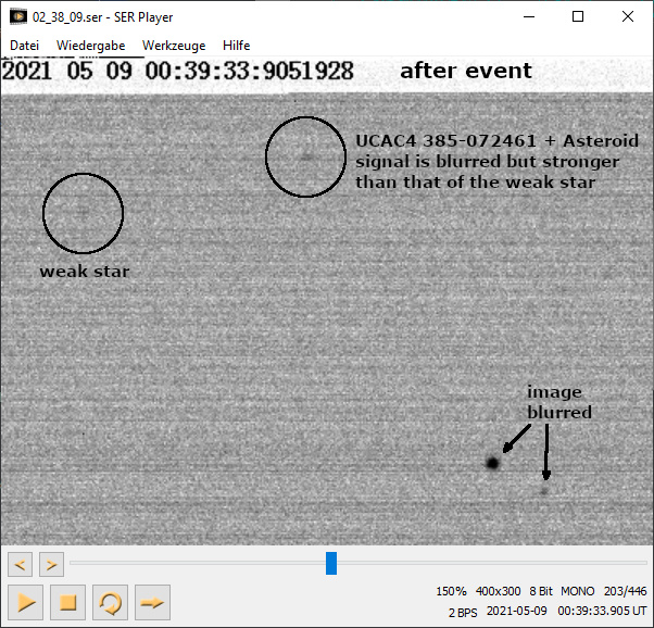 Einzelbild nach Occultation (799) Gudula