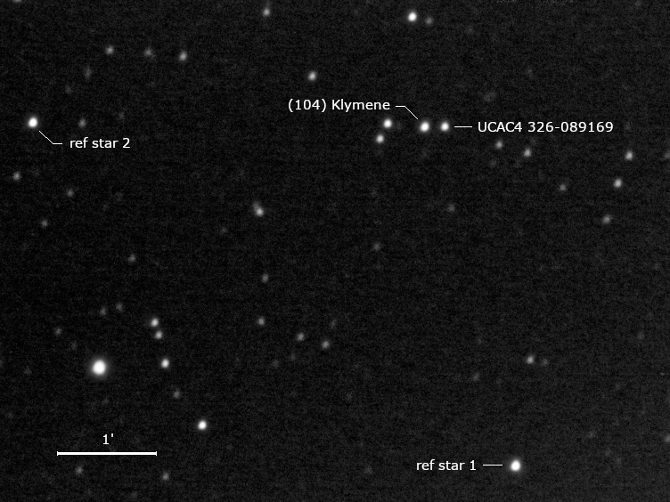 (104) Klymene, UCAC4 326-089169 und Umgebungssterne