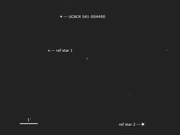zu bedeckender Stern UCAC4 541-004490 und Umgebungssterne