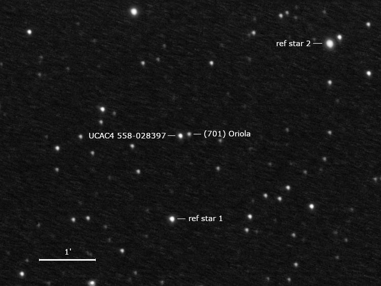 (701) Oriola, UCAC4 558-028397 und Umgebungssterne
