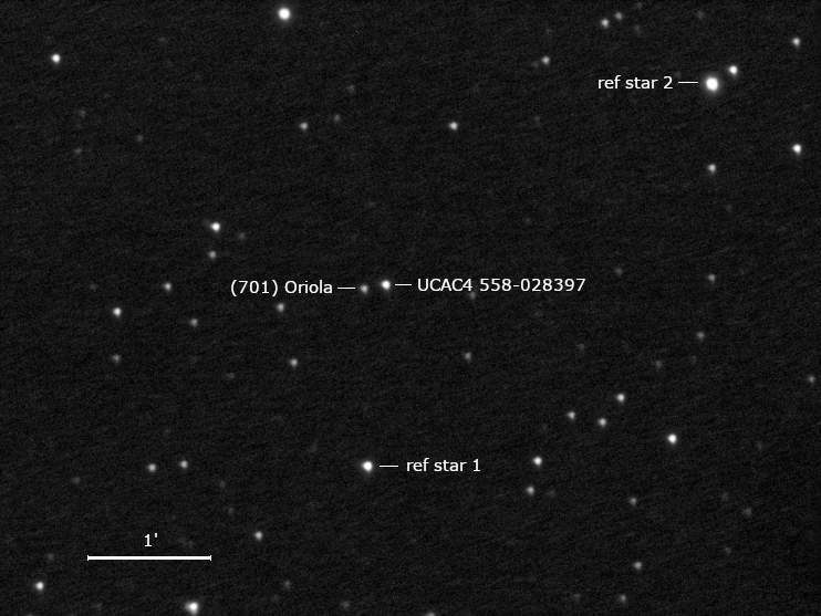 (701) Oriola, UCAC4 558-028397 und Umgebungssterne