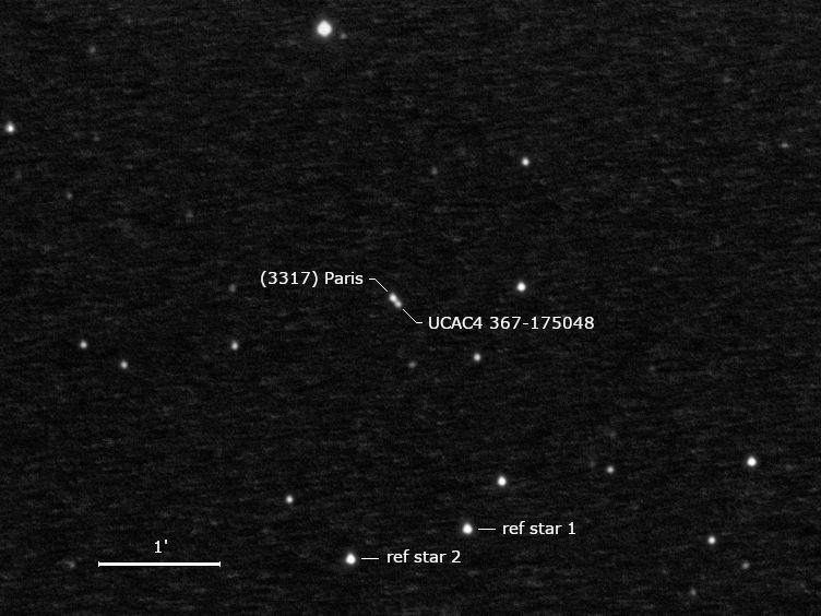 (3317) Paris, UCAC4 367-175048 und Umgebungssterne