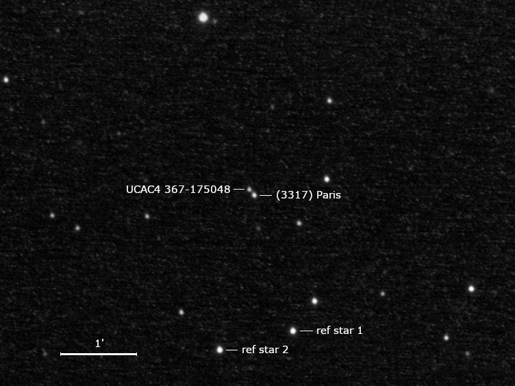 (3317) Paris, UCAC4 367-175048 und Umgebungssterne