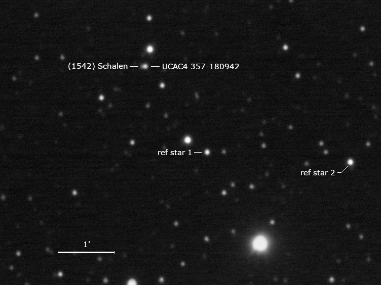 (1542) Schalen, UCAC4 357-180942 und Umgebungssterne