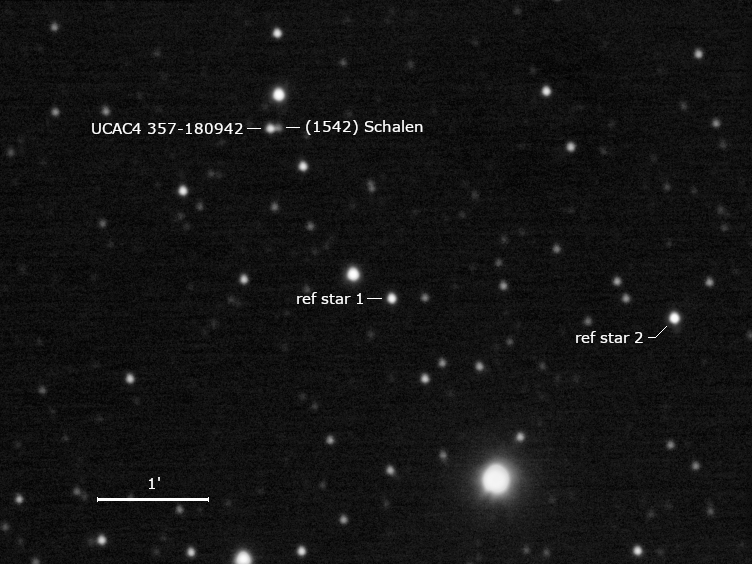 (1542) Schalen, UCAC4 357-180942 und Umgebungssterne