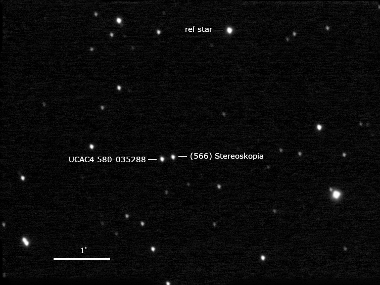 (566) Stereoskopia, UCAC4 580-035288 und Umgebungssterne