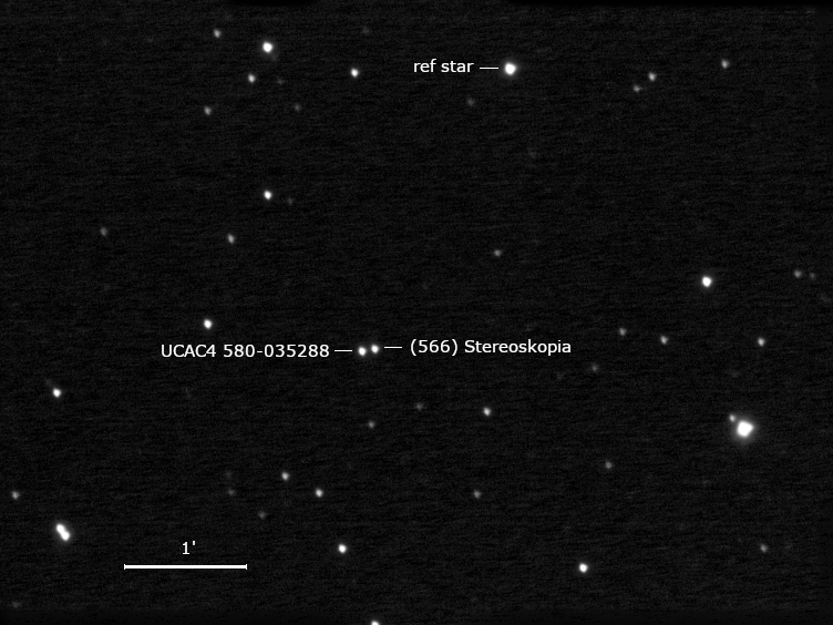(566) Stereoskopia, UCAC4 580-035288 und Umgebungssterne
