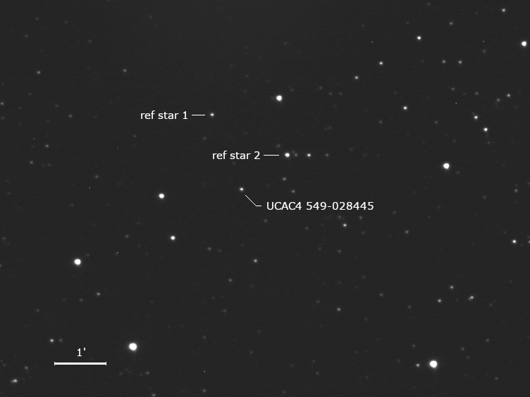 zu bedeckender Stern UCAC4 549-028445 und Umgebungssterne