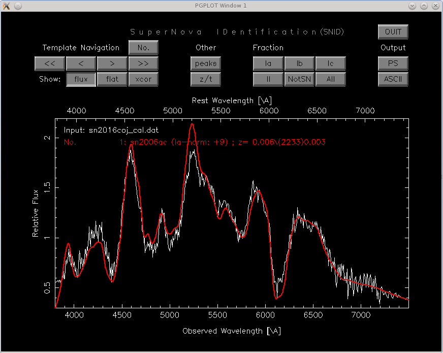 Identification of supernova 2016coj with SNID