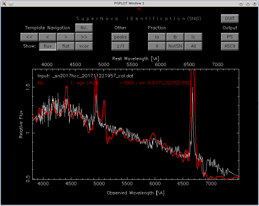 Identification of supernova 2017hcc with SNID