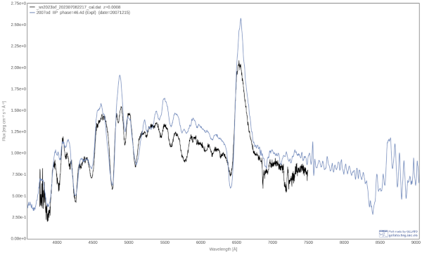 Identification of supernova 2023ixf 2023-07-09, third best matching plot
