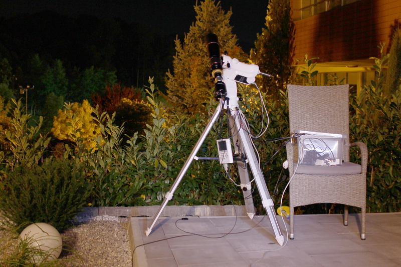 Teleskopaufbau zur Beobachtung der Sternbedeckung