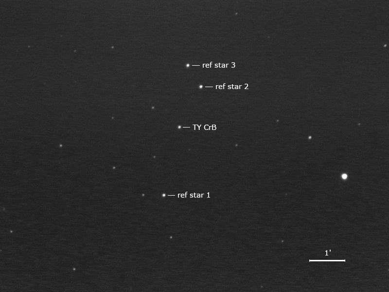 Aufnahme TY CrB und Vergleichssterne